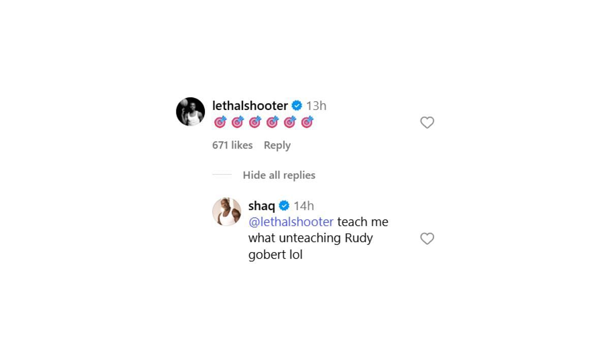 Shaq responds to Lethal Shooter's comment on his post (Source: Instagram/Shaq)